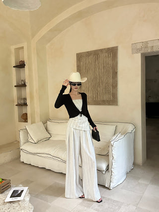 striped pants set
