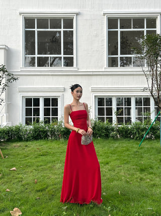 red slip dress