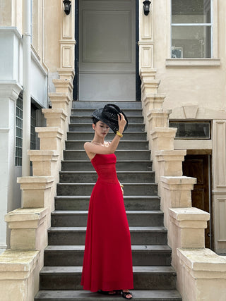 red slip dress