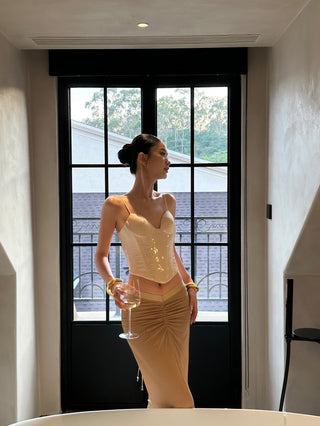 champagne sequin Top