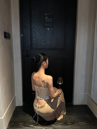 pleated fishtail dress