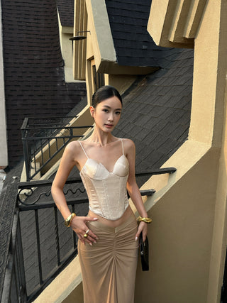 pleated fishtail dress