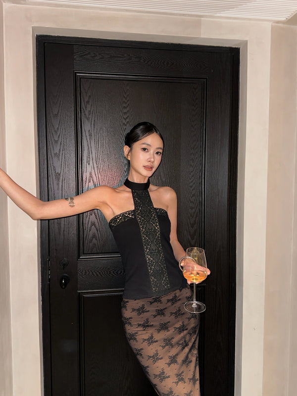 lace cutout Top
