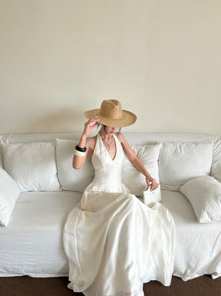 apricot bow dress