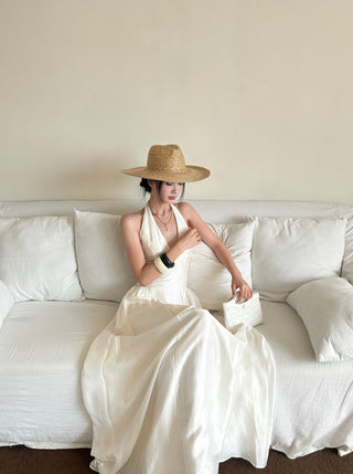 apricot bow dress