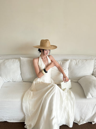 apricot bow dress