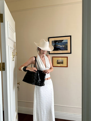 dots pleated skirt