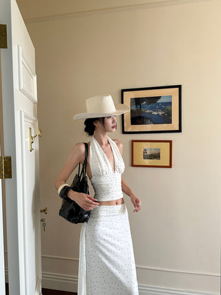 dots pleated skirt