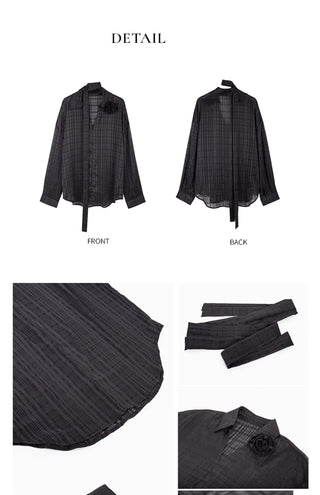 ribbon black blouse