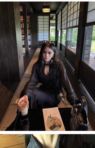 ribbon black blouse