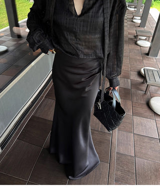 ribbon black blouse