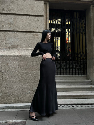 acetate satin skirt