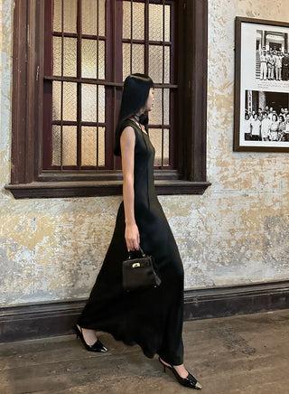 black oblique dress