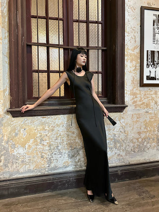 black oblique dress