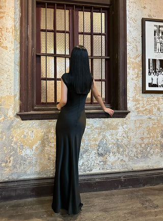 black oblique dress