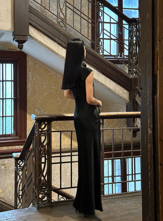 black oblique dress