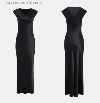 black oblique dress