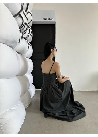 suspender V-neck dress