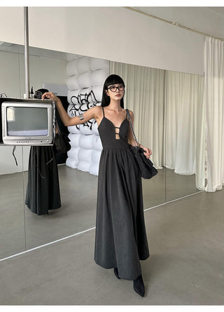 suspender V-neck dress