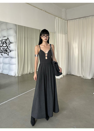 suspender V-neck dress