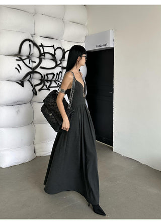 suspender V-neck dress