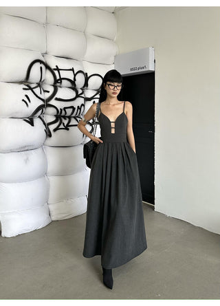 suspender V-neck dress