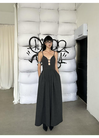 suspender V-neck dress