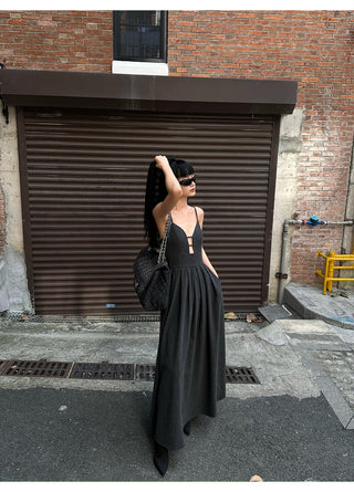 suspender V-neck dress