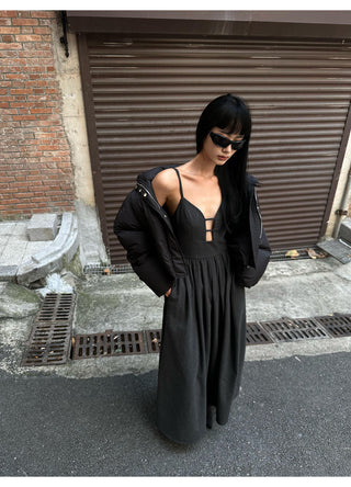 suspender V-neck dress
