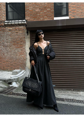 suspender V-neck dress