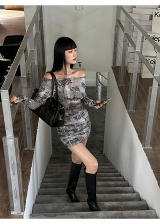 newspaper print dress