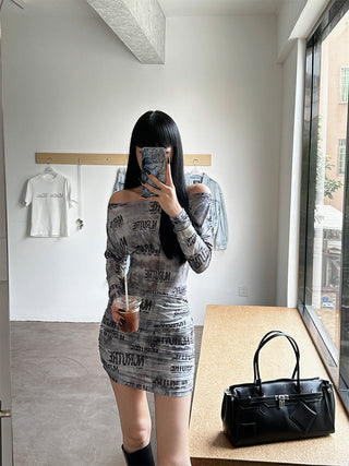 newspaper print dress