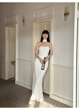 white satin dress