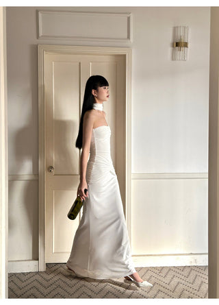 white satin dress