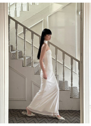 white satin dress