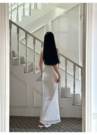 white satin dress