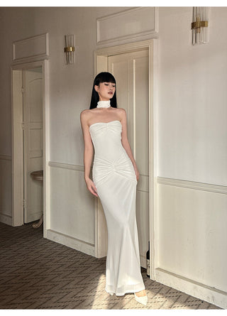 white satin dress