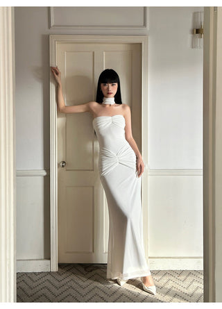 white satin dress