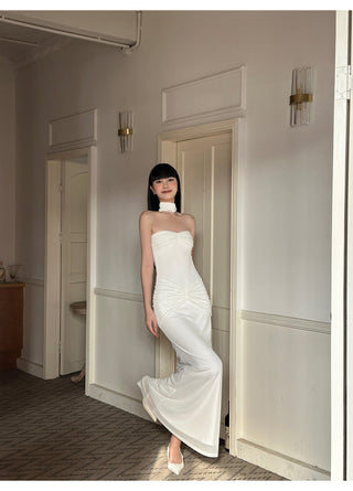 white satin dress