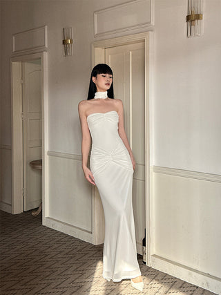 white satin dress