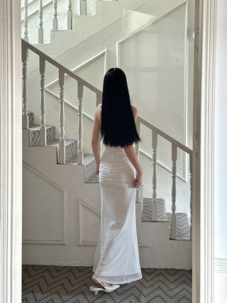 white satin dress