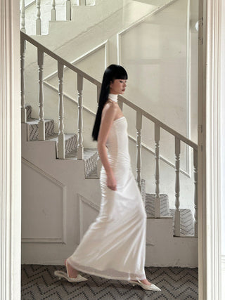 white satin dress