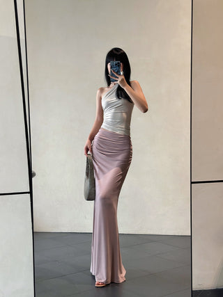 pink knit skirt