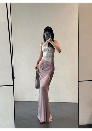 pink knit skirt