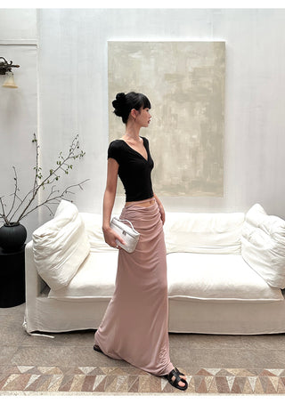 pink knit skirt