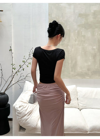 pink knit skirt
