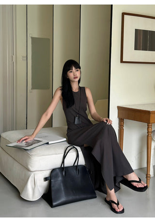 gray split dress