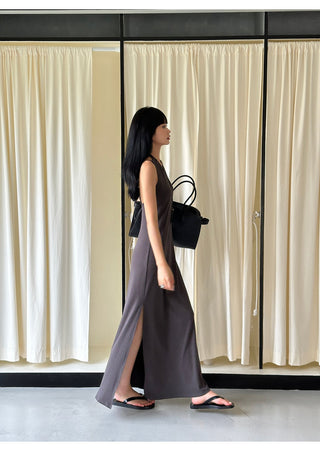 gray split dress