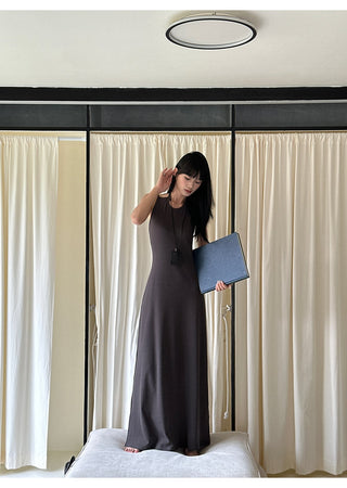 gray split dress