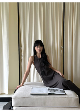 gray split dress